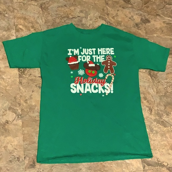 I’m just here for the holiday snacks youth Christmas Disney shirt